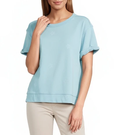 Westbound Short Sleeve Crew Neck Knit Pullover Top