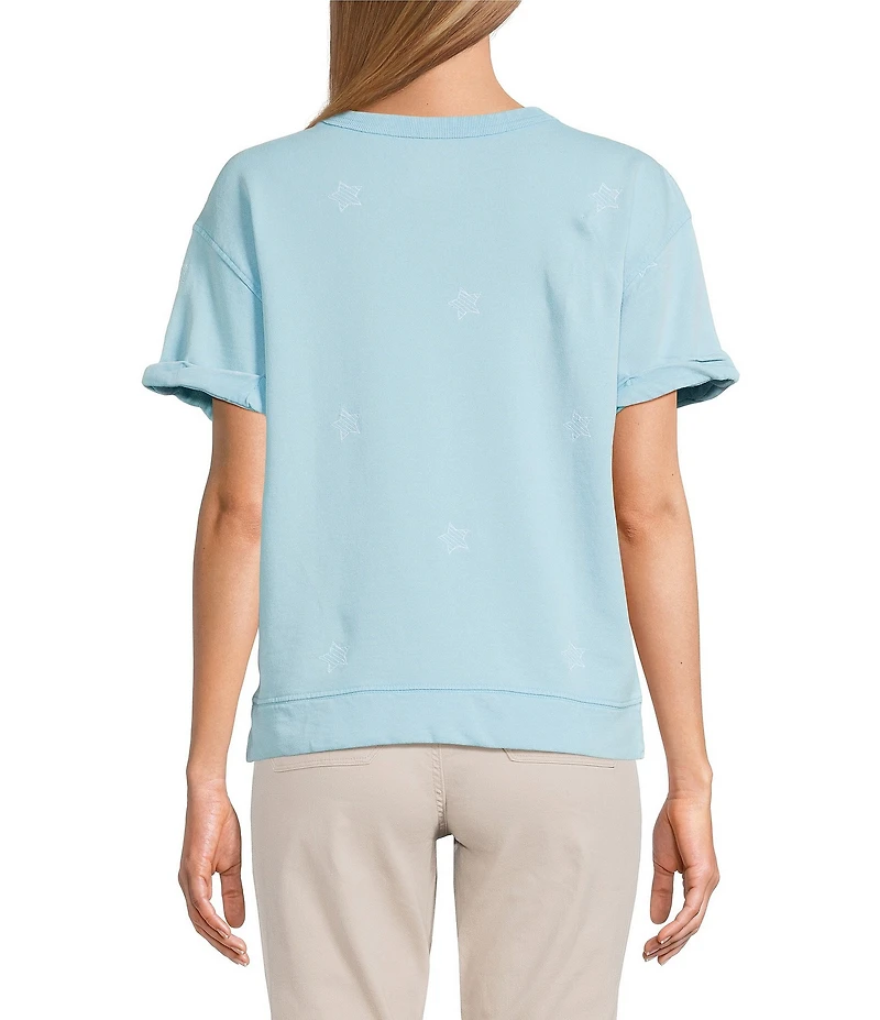 Westbound Short Sleeve Crew Neck Knit Pullover Top