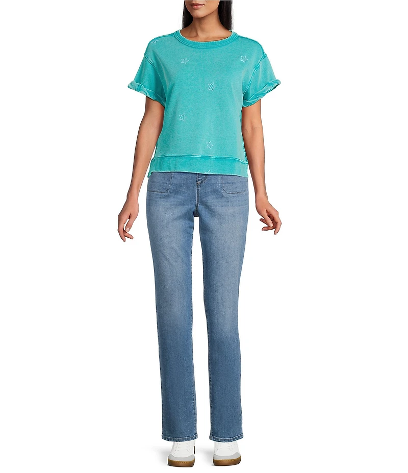 Westbound Short Sleeve Crew Neck Knit Pullover Top