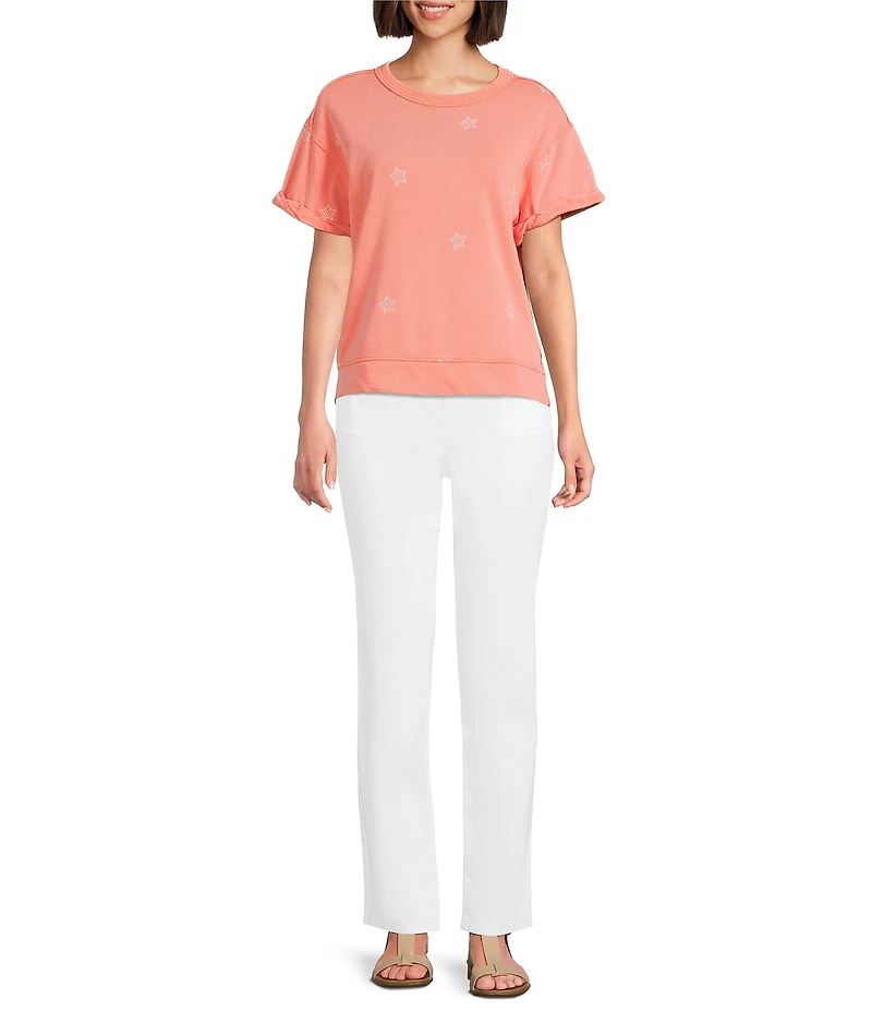 Westbound Short Sleeve Crew Neck Knit Pullover Top