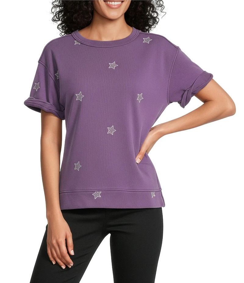Westbound Short Sleeve Crew Neck Knit Pullover Top