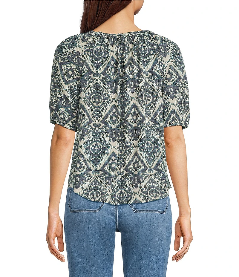 Westbound Tile Print Short Sleeve Crew Neck Knit Top