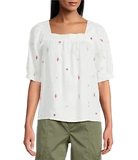 Westbound Short Sleeve Square Neck Top