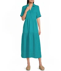 Westbound Short Sleeve V-Neck A-Line Midi Dress