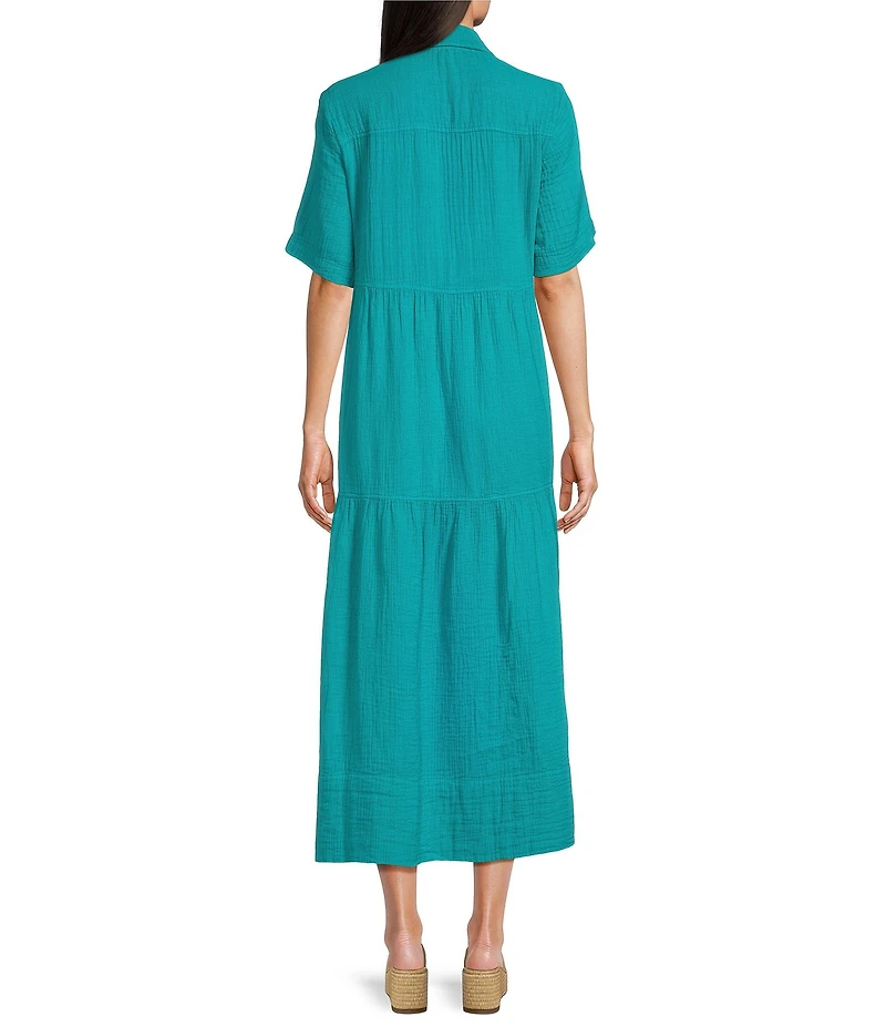 Westbound Short Sleeve V-Neck A-Line Midi Dress