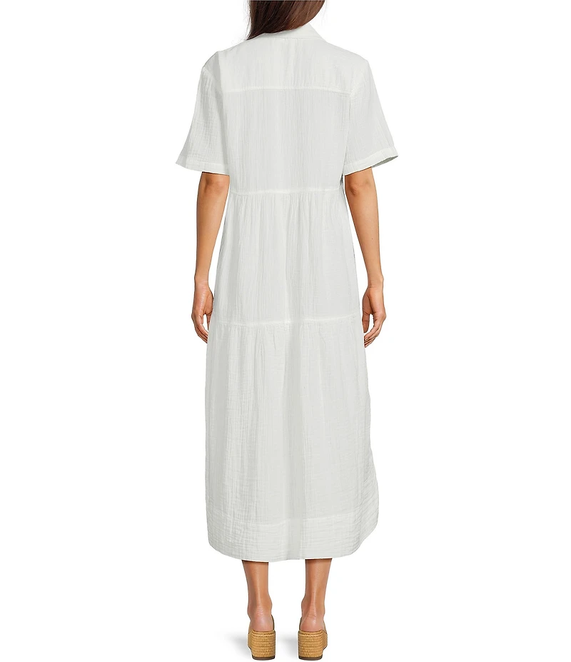 Westbound Short Sleeve V-Neck A-Line Midi Dress