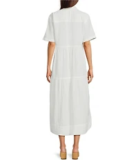 Westbound Short Sleeve V-Neck A-Line Midi Dress