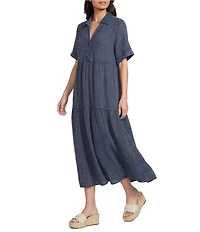 Westbound Short Sleeve V-Neck A-Line Midi Dress