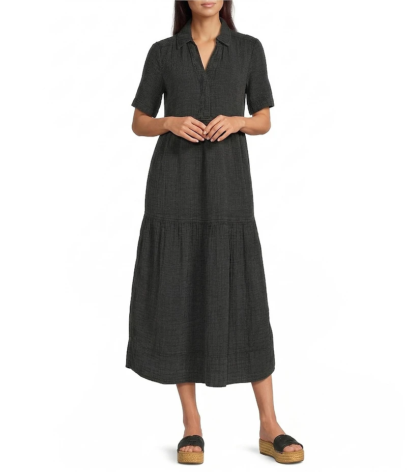 Westbound Short Sleeve V-Neck A-Line Midi Dress