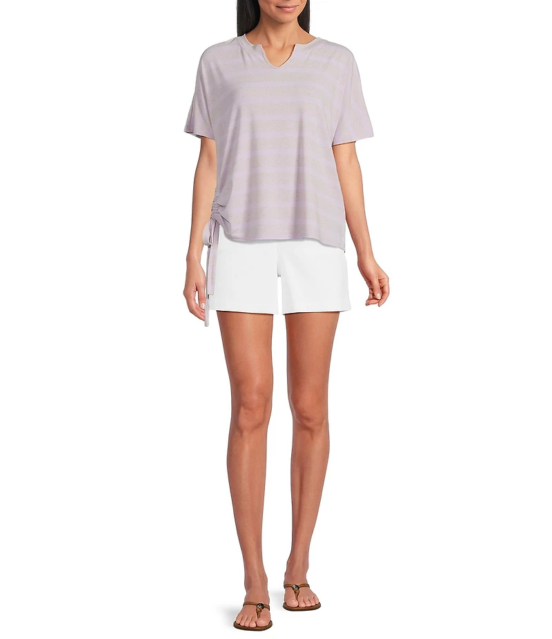 Westbound Short Sleeve V-Neck Side Tie Top