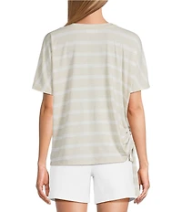 Westbound Short Sleeve V-Neck Side Tie Top