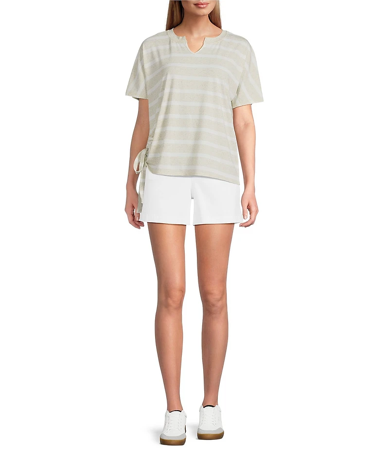 Westbound Short Sleeve V-Neck Side Tie Top