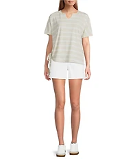 Westbound Short Sleeve V-Neck Side Tie Top