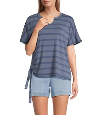 Westbound Short Sleeve V-Neck Side Tie Top