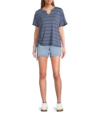 Westbound Short Sleeve V-Neck Side Tie Top