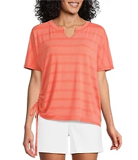 Westbound Short Sleeve V-Neck Side Tie Top