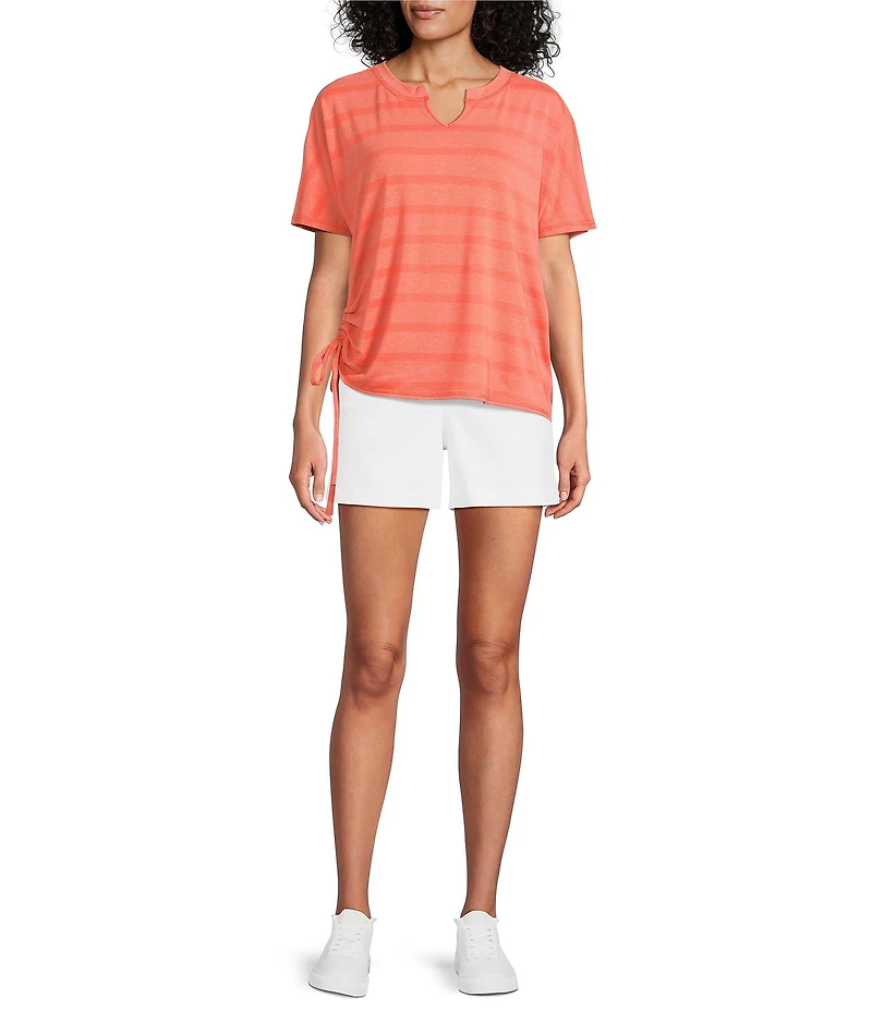 Westbound Short Sleeve V-Neck Side Tie Top