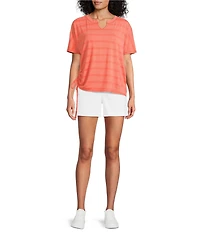 Westbound Short Sleeve V-Neck Side Tie Top