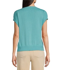 Westbound Short Sleeve Y-Neck Button Front Cardigan