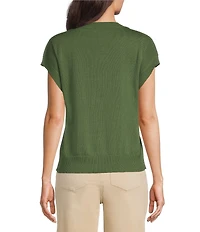 Westbound Short Sleeve Y-Neck Button Front Cardigan