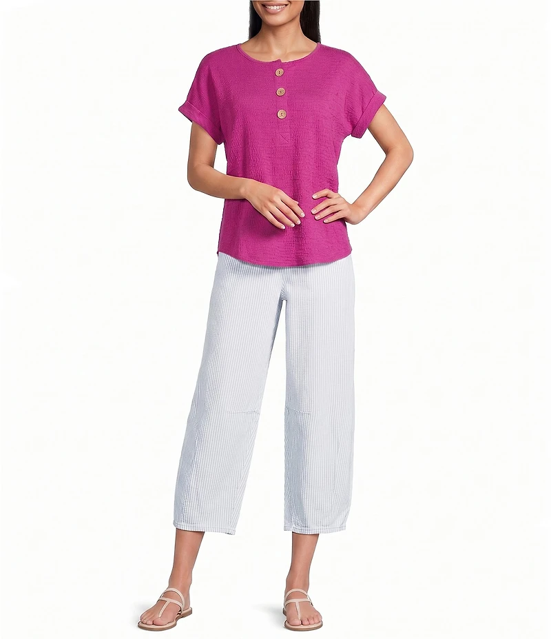 Westbound Short Sleeve Y-Neck Henley Top