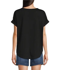 Westbound Short Sleeve Y-Neck Henley Top