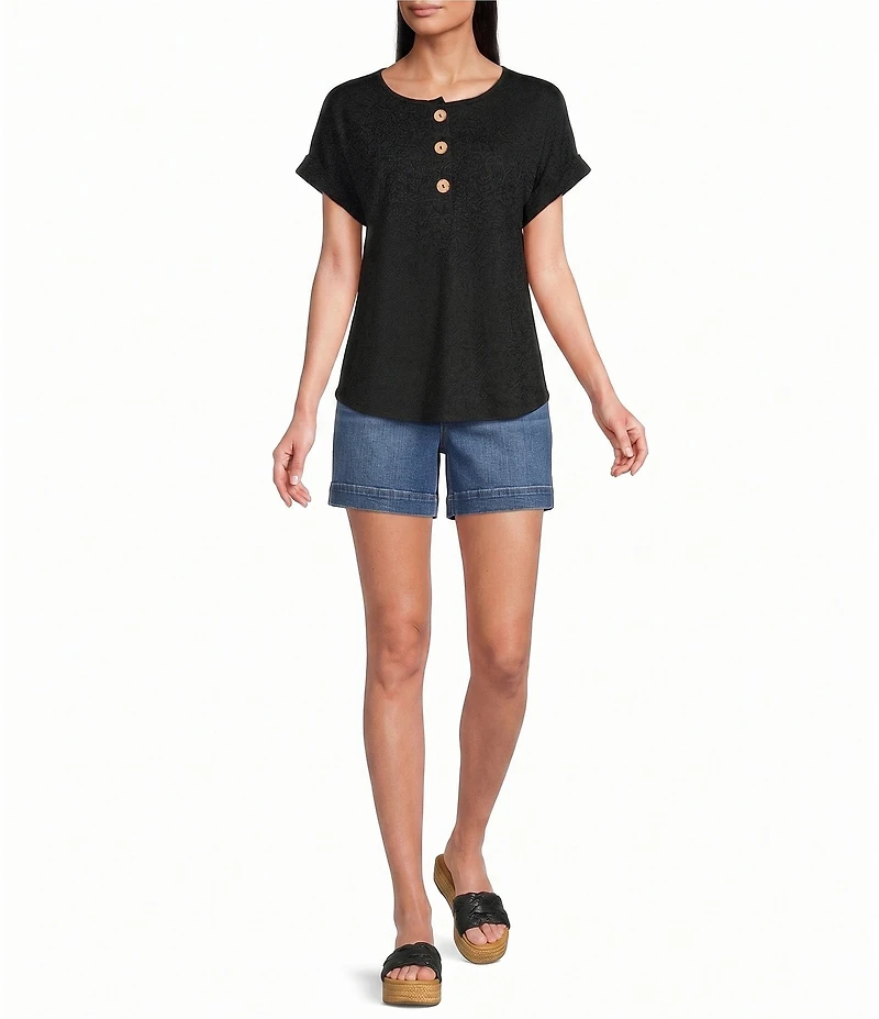 Westbound Short Sleeve Y-Neck Henley Top