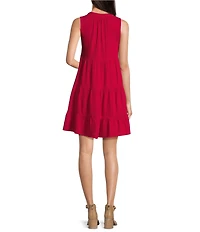 Westbound Sleeveless Button Front Tiered Dress