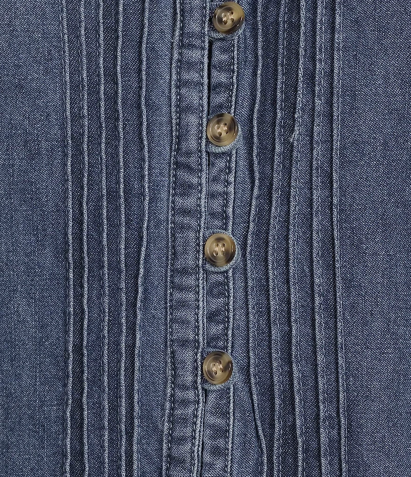 Westbound Sleeveless Partial Button Front Denim A-Line Dress