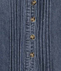 Westbound Sleeveless Partial Button Front Denim A-Line Dress