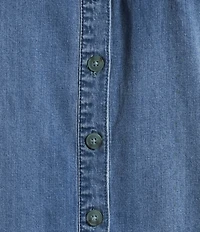Westbound Smocked Denim Y-Neck Shirt Dress