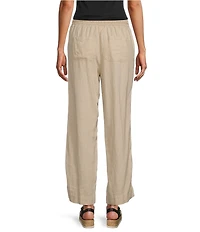 Westbound Smocked Waist Mid Rise Wide Leg Linen Pants