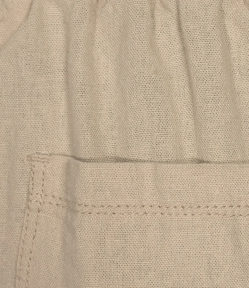 Westbound Smocked Waist Mid Rise Wide Leg Linen Pants