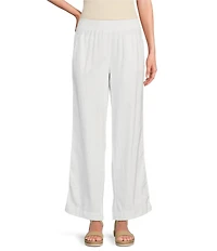 Westbound Smocked Waist Mid Rise Wide Leg Linen Pants