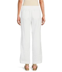 Westbound Smocked Waist Mid Rise Wide Leg Linen Pants