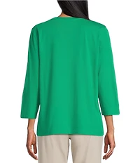 Westbound Solid 3/4 Sleeve Crew Neck Top