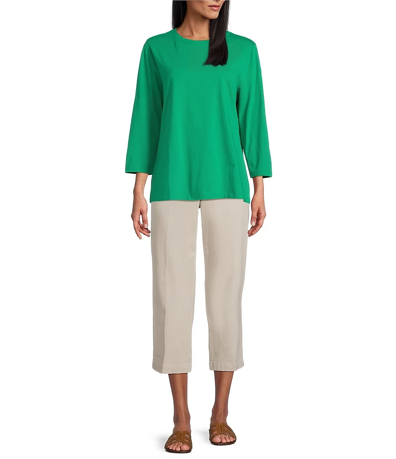 Westbound Solid 3/4 Sleeve Crew Neck Top