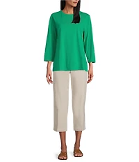 Westbound Solid 3/4 Sleeve Crew Neck Top