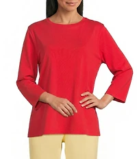 Westbound Solid 3/4 Sleeve Crew Neck Top