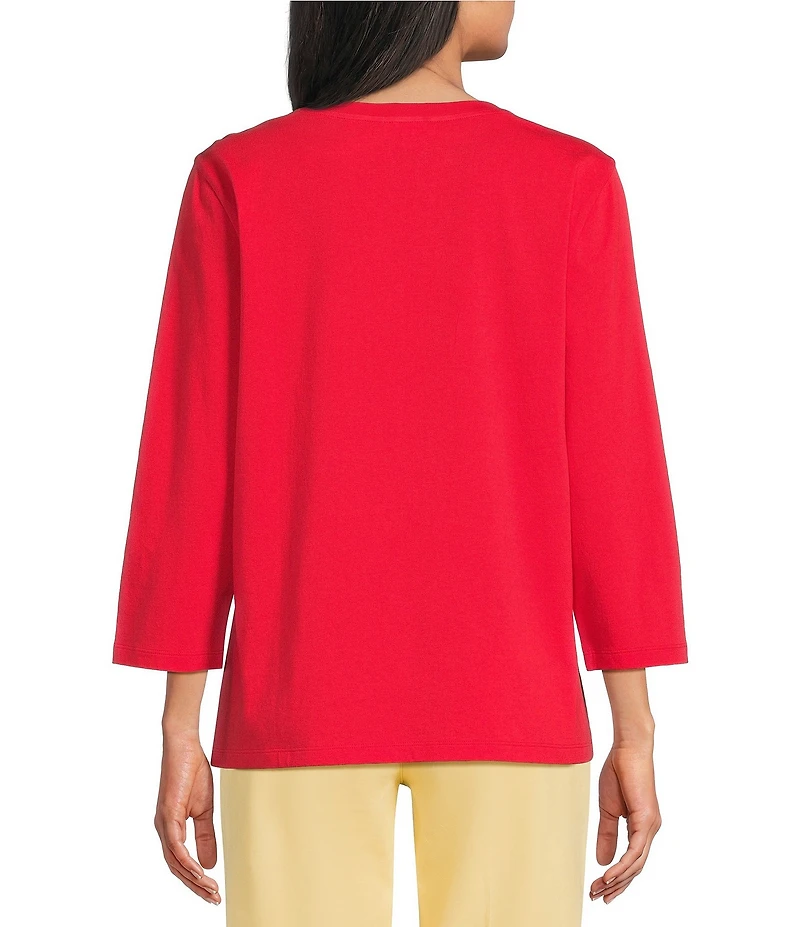 Westbound Solid 3/4 Sleeve Crew Neck Top