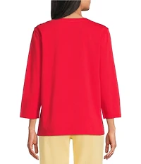 Westbound Solid 3/4 Sleeve Crew Neck Top