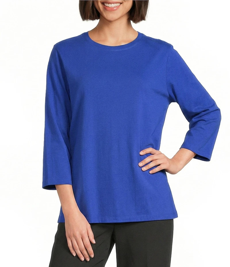 Westbound Solid 3/4 Sleeve Crew Neck Top