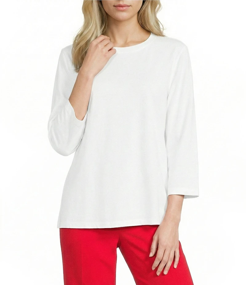 Westbound Solid 3/4 Sleeve Crew Neck Top