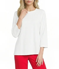 Westbound Solid 3/4 Sleeve Crew Neck Top
