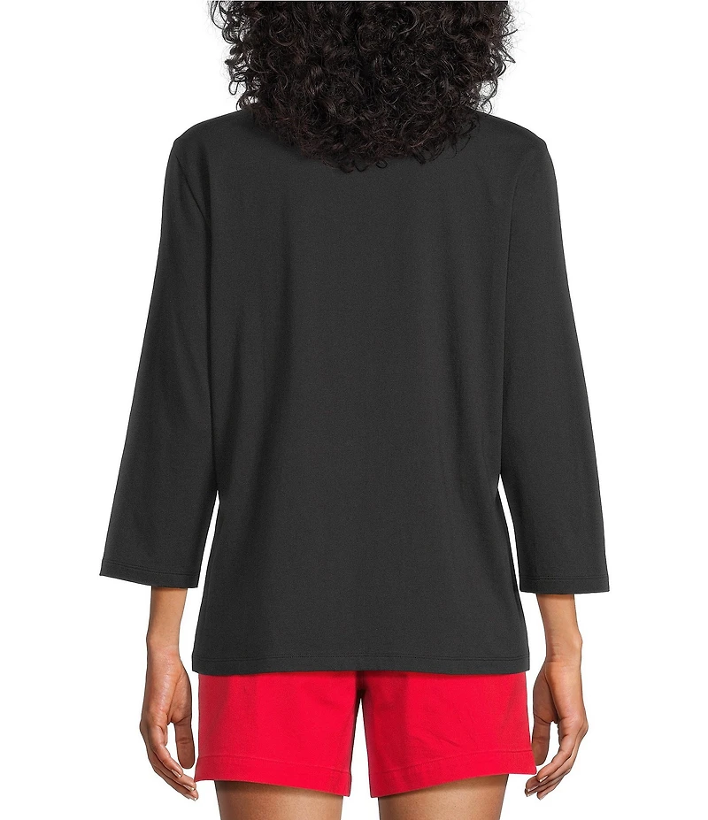 Westbound Solid 3/4 Sleeve Crew Neck Top