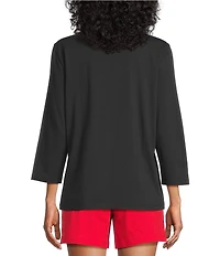 Westbound Solid 3/4 Sleeve Crew Neck Top