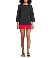 Westbound Solid 3/4 Sleeve Crew Neck Top