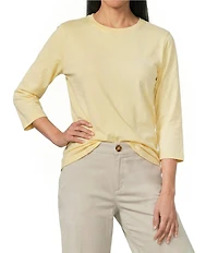 Westbound Solid 3/4 Sleeve Crew Neck Top