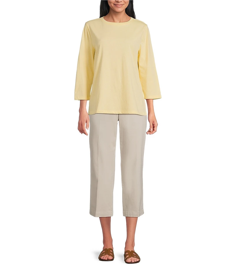 Westbound Solid 3/4 Sleeve Crew Neck Top