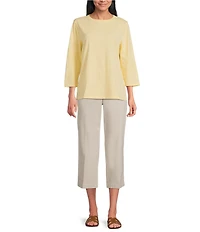 Westbound Solid 3/4 Sleeve Crew Neck Top